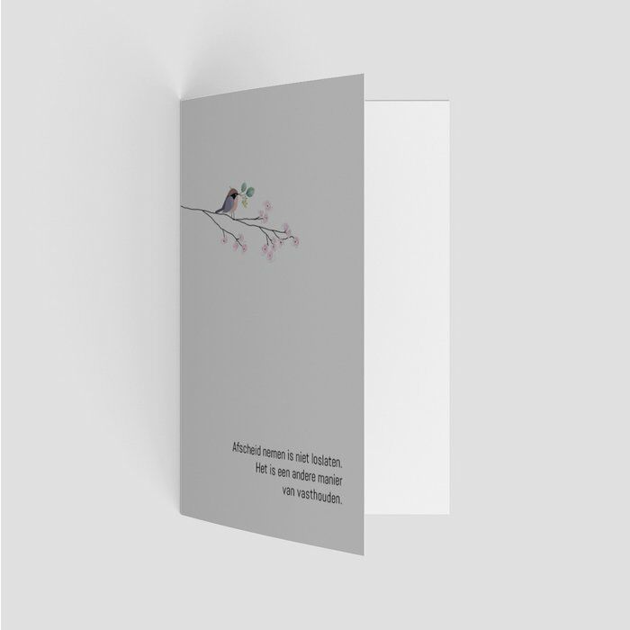 Kaart 'vogel' Afscheid nemen is niet loslaten
